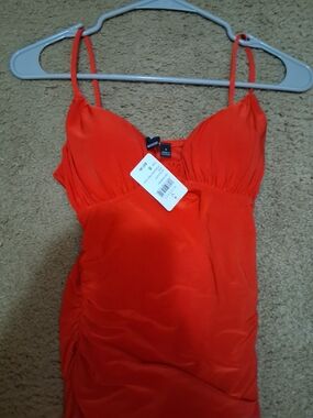 Windsor Bright Orange Spaghetti Strap Mini Dress